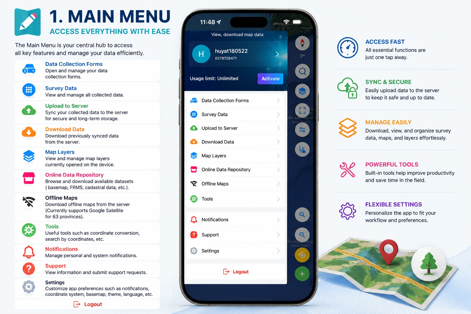 Geocollect Main Menu