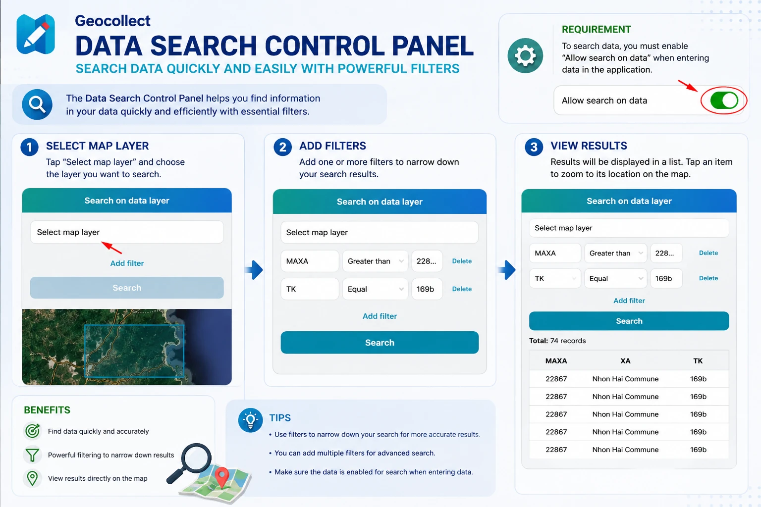 Geocollect Data Search Panel
